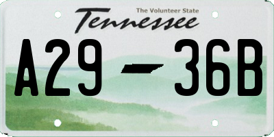 TN license plate A2936B
