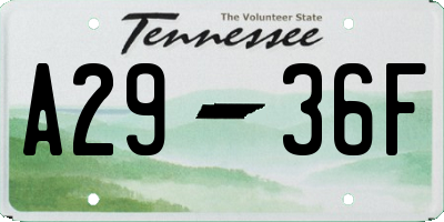 TN license plate A2936F