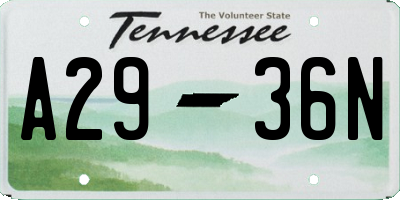TN license plate A2936N