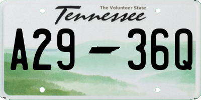 TN license plate A2936Q
