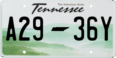 TN license plate A2936Y