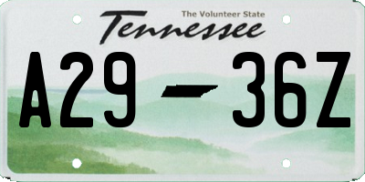 TN license plate A2936Z