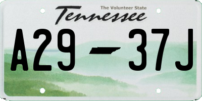 TN license plate A2937J