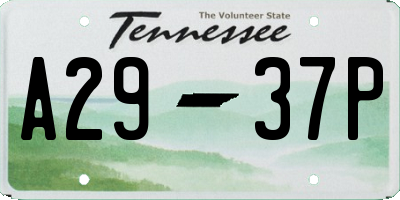 TN license plate A2937P