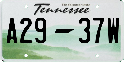 TN license plate A2937W