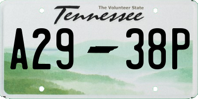 TN license plate A2938P