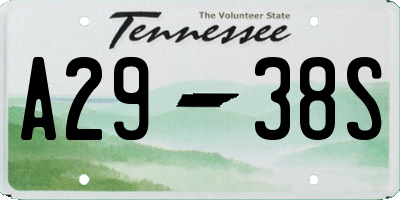 TN license plate A2938S