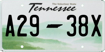 TN license plate A2938X