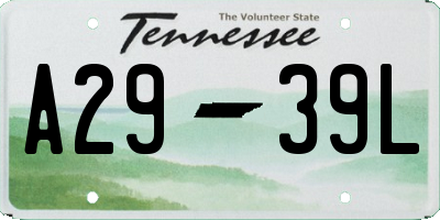 TN license plate A2939L