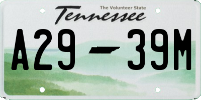 TN license plate A2939M