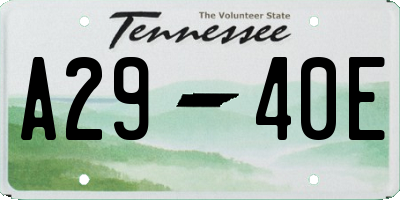TN license plate A2940E