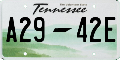 TN license plate A2942E