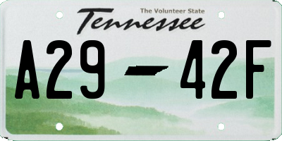 TN license plate A2942F