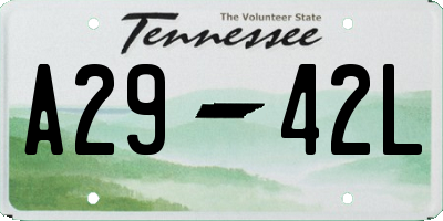 TN license plate A2942L