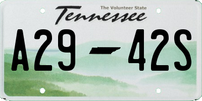 TN license plate A2942S