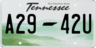 TN license plate A2942U
