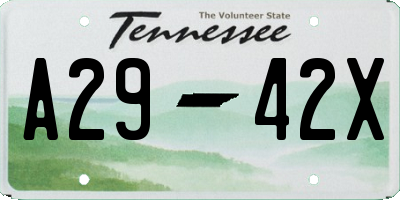 TN license plate A2942X