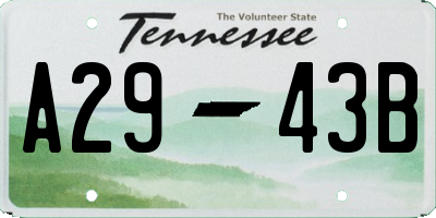TN license plate A2943B