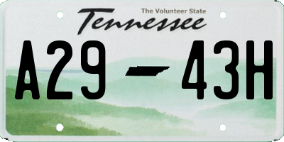 TN license plate A2943H