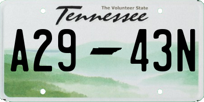 TN license plate A2943N