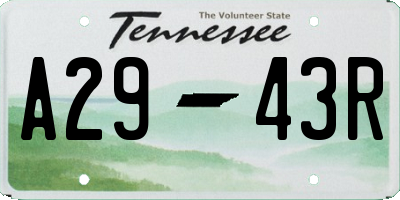 TN license plate A2943R