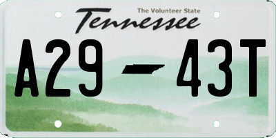 TN license plate A2943T