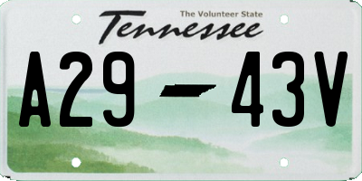 TN license plate A2943V