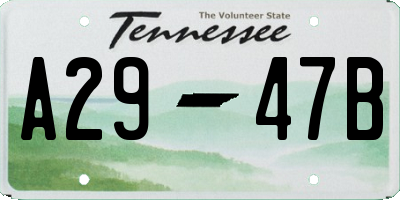 TN license plate A2947B