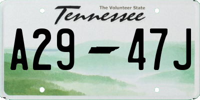 TN license plate A2947J