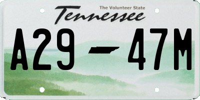 TN license plate A2947M