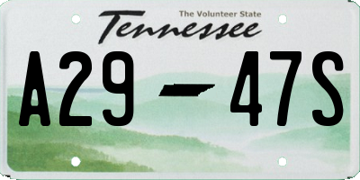 TN license plate A2947S