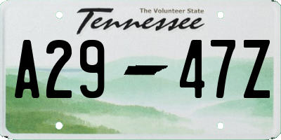 TN license plate A2947Z