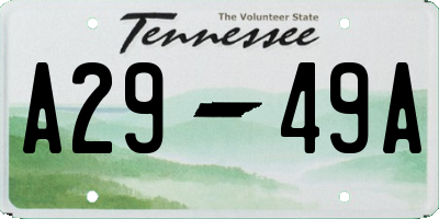TN license plate A2949A