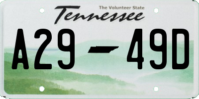 TN license plate A2949D