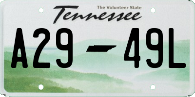TN license plate A2949L