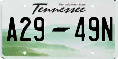 TN license plate A2949N