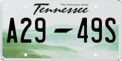 TN license plate A2949S