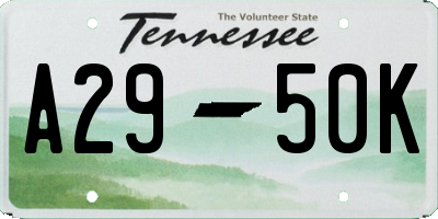 TN license plate A2950K