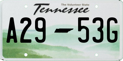 TN license plate A2953G