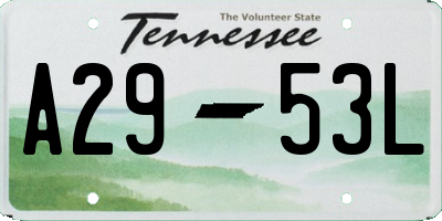 TN license plate A2953L