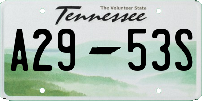 TN license plate A2953S