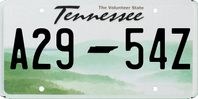 TN license plate A2954Z