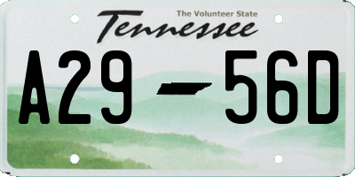 TN license plate A2956D