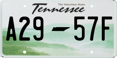TN license plate A2957F