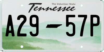 TN license plate A2957P