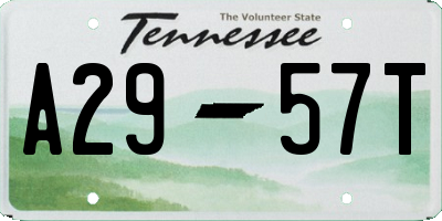 TN license plate A2957T