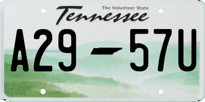 TN license plate A2957U