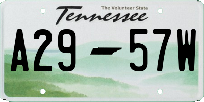 TN license plate A2957W
