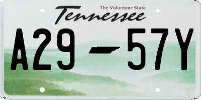 TN license plate A2957Y