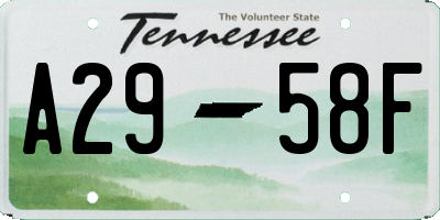 TN license plate A2958F